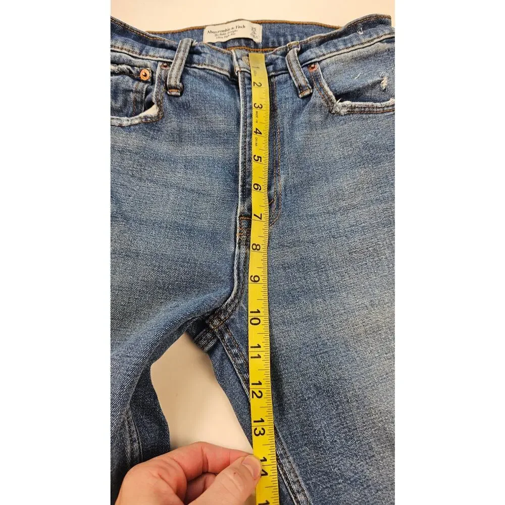 Ankle straight ultra high rise A&F 0S 0 SHORT distressed grunge 90s EUC petite